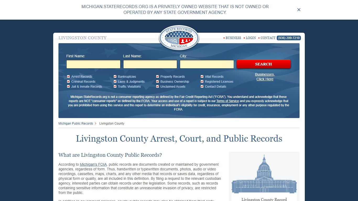 Livingston County Arrest, Court, and Public Records